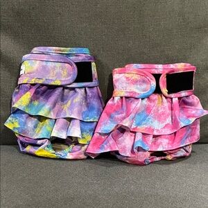 Dog Reuseable washable absorbent Ruffled Tie-Dyed Pink Purple Diaper bundle of 2